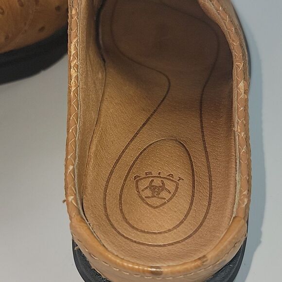 Ariat Ostrich Print Tan Leather Women's Clogs - Picture 12 of 13